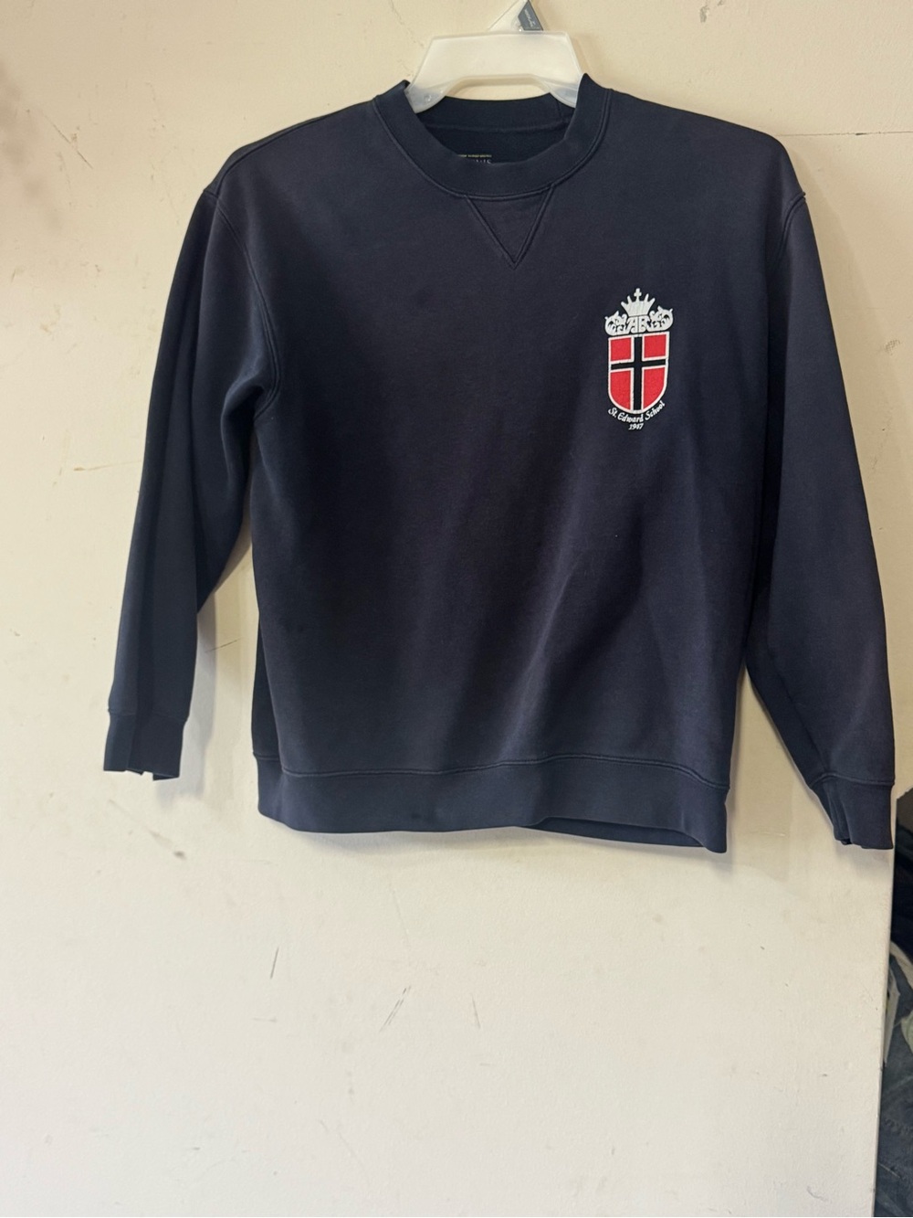 Men's Navy Crewneck Sweatshirt with Shield Crest